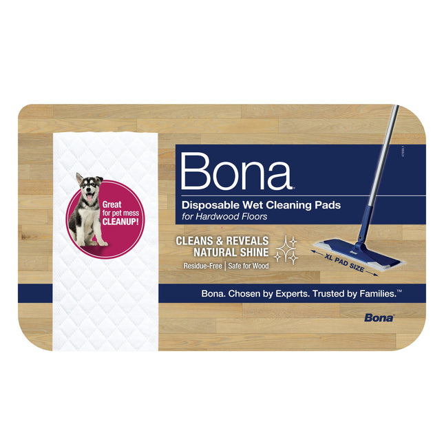 Bona Hardwood Floor Disposable Wet Cleaning Pads - 12 Cleaning Pads per Pack - U