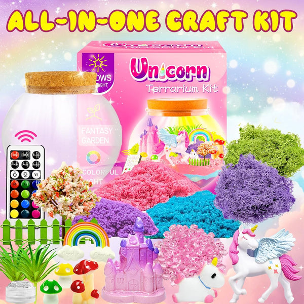 Unicorn Terrarium Kit for Kids, Unicorn Toys for Girls Age 4-6, Arts and Crafts Birthday Gift for Kids Ages 4 5 6 7 8 9 10 Year Old, Unicorn