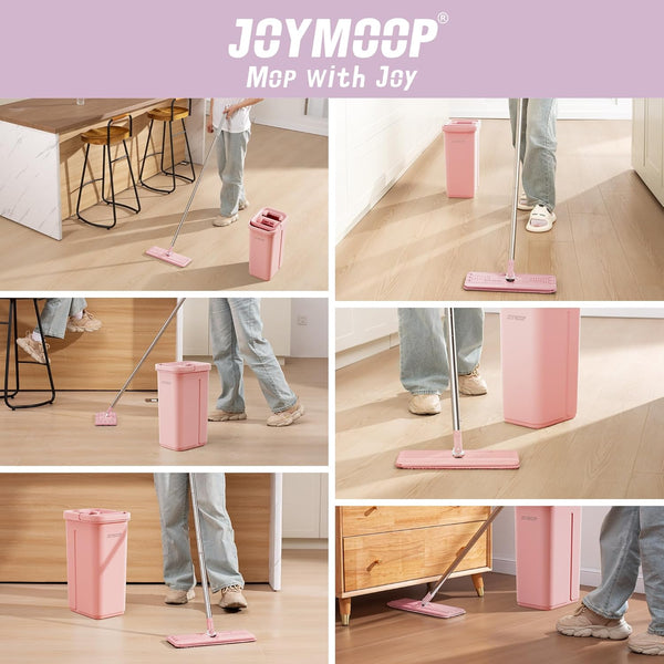 JOYMOOP Flat Mop Head, 13-Inch Mop-Head with 13-Inch Microfiber Mop Pad Replacement - Pink, 1 Pack (Mop-Head Only)
