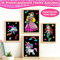 FUNNYB&G Foil Art Craft Kit for Girls 4-10 Years Old: Mess-Free & No-Glue, Create 16 Sparkly Princess Unicorn Pictures – Perfect Travel Toy &