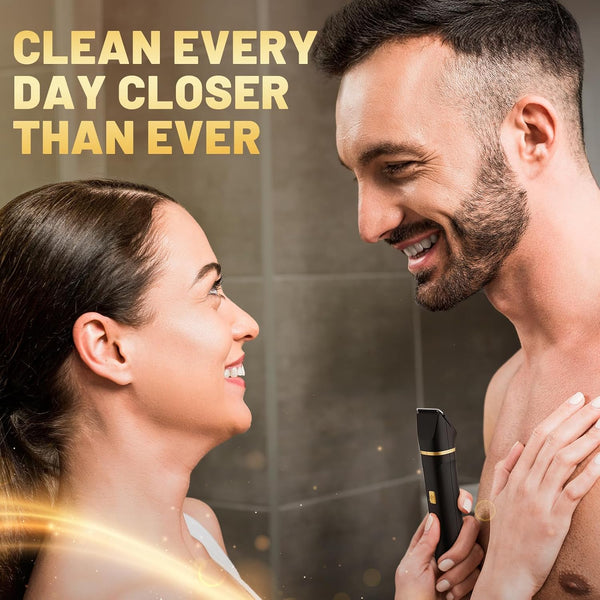 Risina Body Trimmer for Men, 2-in-1 Groin & Body Hair Trimmer, IPX7 Waterproof Electric Razor, Ball & Pubic Hair Trimmer for Private Areas,