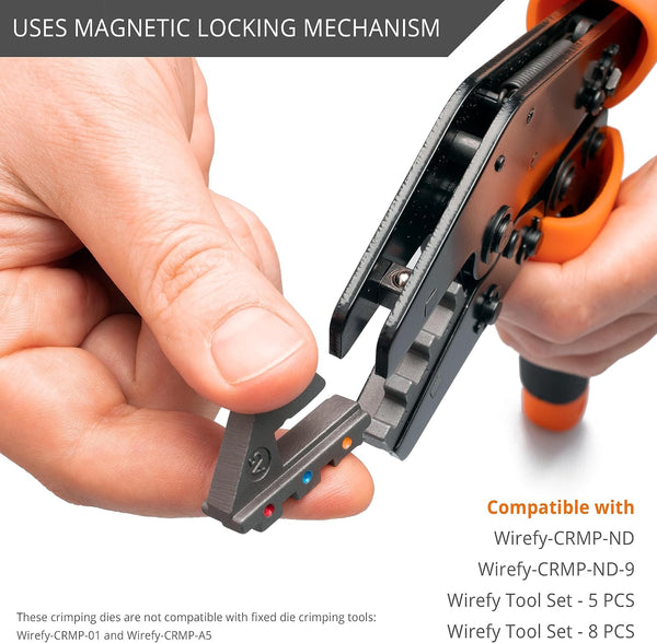 Wirefy ICD-A6 Crimping Die for Insulated Flag Connectors 12-10 AWG – Interchangeable Quick-Change Die for Wirefy Crimping Tools – Precision Crimp