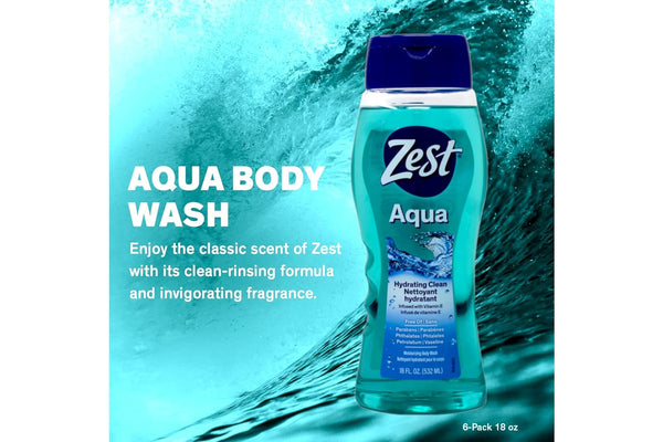 Zest Body Wash, Aqua, 18 Ounce, 2 Pack