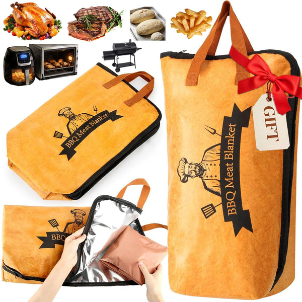 BBQ Blanket for Resting Meat,Smoker Accessories Meat Insulated Blanket, Reusable Grilling Meat Resting Bag with Wide Mouth for Large Brisket/Pork