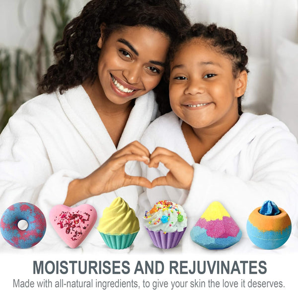 Bath Bombs Gift Set - 6Pc Aromatherapy Natural Bath Bombs with Organic Ingredients, Skin Moisturizing Bubble Bath Fizzy, Gentle for Kids, Relaxing