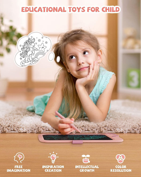 10 inch LCD Writing Tablet for Kids, Unicorn Toys Gifts for Girls Aged 3-5, Toddler Girl Kids Educational Travel Toy, Birthday Gift for 3 4 5 6 7