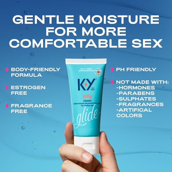 K-Y Jelly Water Based Lube For Sex, Anal Lube, Non-Greasy Water Based Personal Lubricant, pH Friendly Sex Lube Can Be Used With Sex Toys For Women