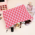 SOIDRAM 2 Pieces Makeup Bag Large Checkered Cosmetic Bag Capacity Canvas Mix Travel Toiletry Bag Organizer Cute Makeup Brushes Aesthetic