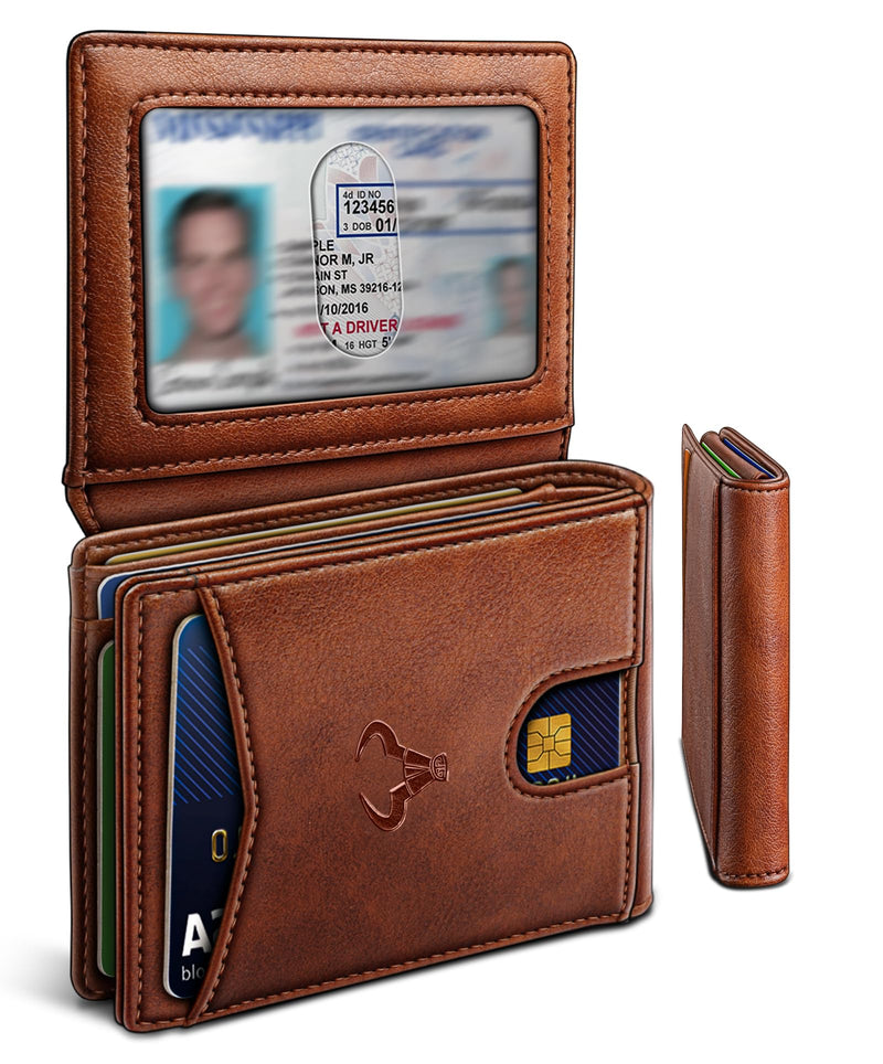 BULLIANT Men Wallet, Slim Leather Wallet Front Pocket Card Holder Gift for Men 11 Slots RFID Blocking