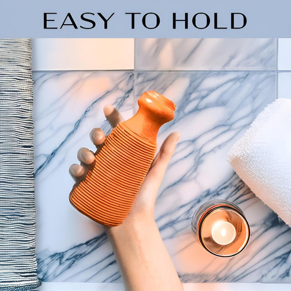QUBA LINEN Pumice Stone for Feet – 2-Sided Terra Cotta Foot Scrubber, Natural Callus Remover for Dry Skin & Rough Heels, Cracked Heels – Pedicure