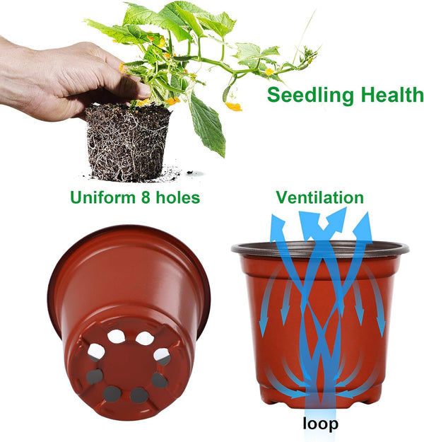 Augshy Nursery Pot, 110 Pcs 4" Plastic Plants Pot,Seed Starting Pots, Indoor Outdoor Seeding pots | Plastic,Drainage Holes,for Garden Flower