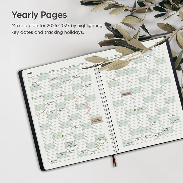 Academic Planner 2026-2027 - Hourly 2026-2027 Planner Weekly and Monthly - Appointment Book with Flexible Cover, Twin-Wire Binding - Simple Design