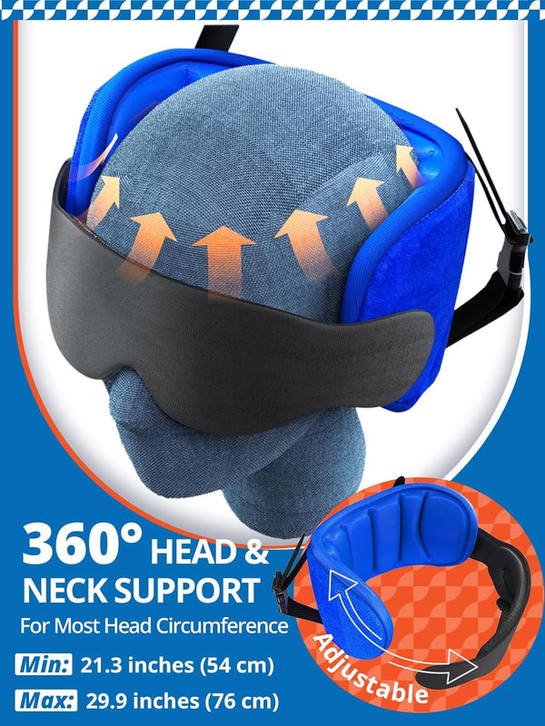 SARISUN Airplane Pillow Combo with Chin Strap, Travel Pillows for Airplanes with Sleep Eye Mask, Plane Pillow for Long Flights, Car Road Trip,