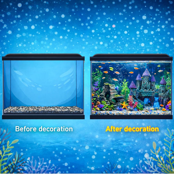Mechpia 13 Pieces Aquarium Decorations Kit, Fish Tank Decorations Set Small Resin Castle and Rockery Betta Fish Cave Hideout Coral Artificial