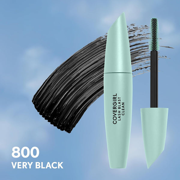 Covergirl Lash Blast Clean Volume Mascara, Vegan Formula, Volumizing, Smudge-Proof, Cruelty Free, Very Black, 1 Count