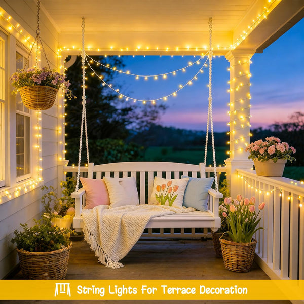 JMEXSUSS 2 Pack Battery Operated String Lights with Remote, Total 66ft 200 LED Warm White Christmas Lights Indoor Outdoor, Twinkle Fairy Lights