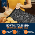 THINK4EARTH® Premium Black Reusable Bread Bags for Homemade Bread – Durable & Washable (2 Pack) Black Bread Bag 2 Pack