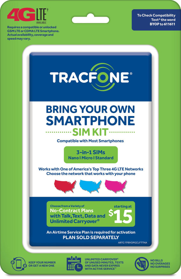 TracFone Bring Your Own Phone SIM Activation Kit (3-in-1-SIM) 3-in-1 SIM