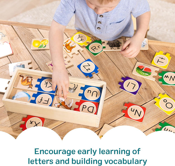 Melissa & Doug Self-Correcting Alphabet Wooden Puzzles with Storage Box (52 Pcs)