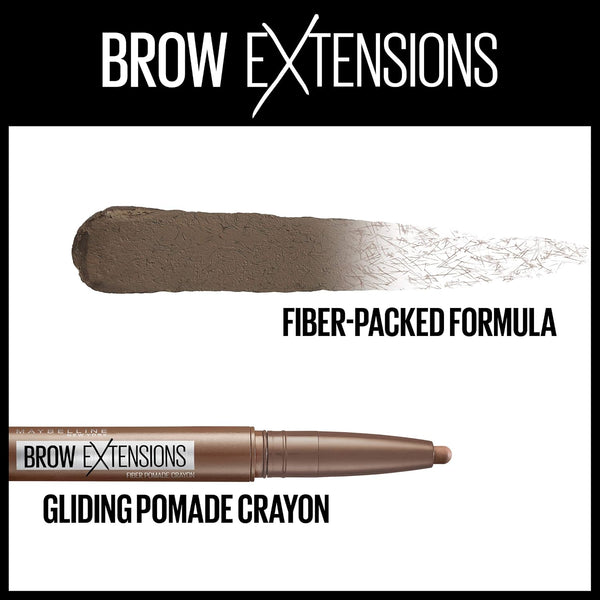 Maybelline Brow Extensions Fiber Pomade Crayon Eyebrow Makeup, Soft Brown, 1 Count 255 SOFT BROWN 0.01 Ounce (Pack of 1)