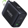 GEARit 65W USB C Charger Block, GaN 3-Port Foldable Fast Wall Charger | Type-C PD 3.0 & PPS fast charging, 2 USB-C + 1 USB-A, for MacBook Pro/Air,