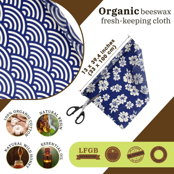 Moukeren 3 Rolls Reusable Beeswax Wrap 13'' X 40'' Food Wrap Beeswax Paper Food Wrappers Cotton Bread Sandwich Wrapper for Kitchen Storage Gifts,