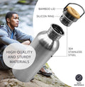 Bambaw Stainless Steel Single Wall Water Bottle, 24 oz, 750 ml, Reusable, Leakproof, Dishwasher Safe, BPA Free, Ideal for Travelling, Hiking, Yoga