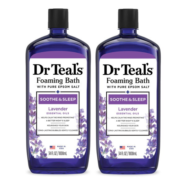 Dr Teal's Foaming Bath with Pure Epsom Salt, Soothe & Sleep with Lavender, 34 fl oz (Pack of 2) 68 Fl Oz (Pack of 1) Lavender