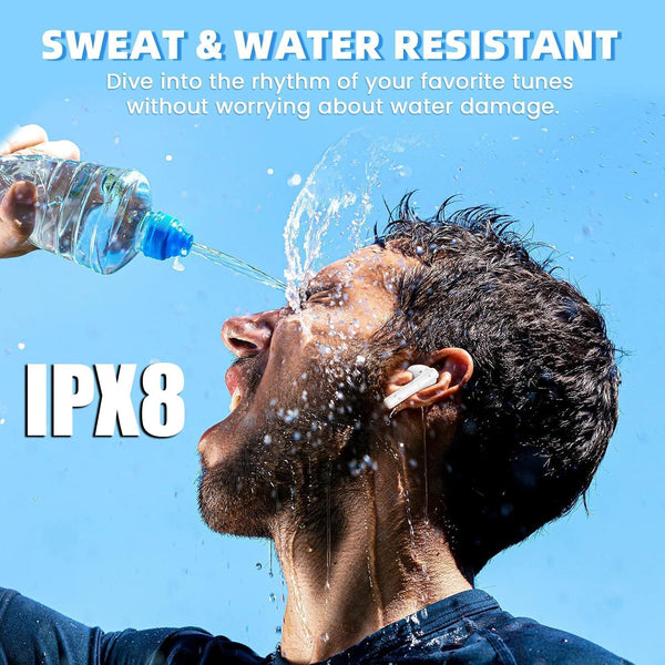 Wireless Earbuds Bluetooth 5.4 Headphones Bass Stereo Wireless Earphones with 4 ENC Noise Cancelling Mic Hifi Stereo IPX8 Waterproof 48H Playtime