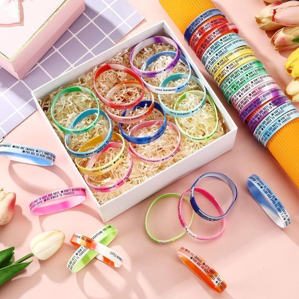 36 Pcs Mental Health Awareness Month Wristbands Bulk Motivational Rubber Bracelets Positive Silicone Bracelets Mental Health Gifts for Office