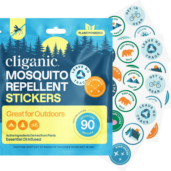 Cliganic Mosquito Repellent Stickers (90 Pack) - Camping Patches for Kids & Adults, Natural DEET-Free, Essential Oil Infused 90 Count (Pack of 1)