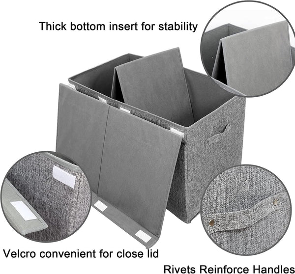 popoly Large Toy Box Storage with Lid, Collapsible Sturdy Toy Chest Storage Bin Box with Rivets Handles for Kids, Boys, Girls, Nursery, Playroom,