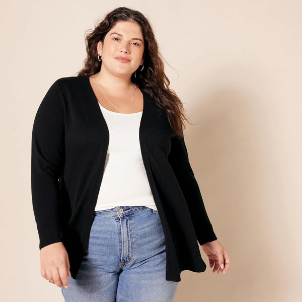 Amazon Essentials Women's Lightweight Long-Sleeve Open-Front Long Cardigan Sweater, Regular Fit X-Large Black