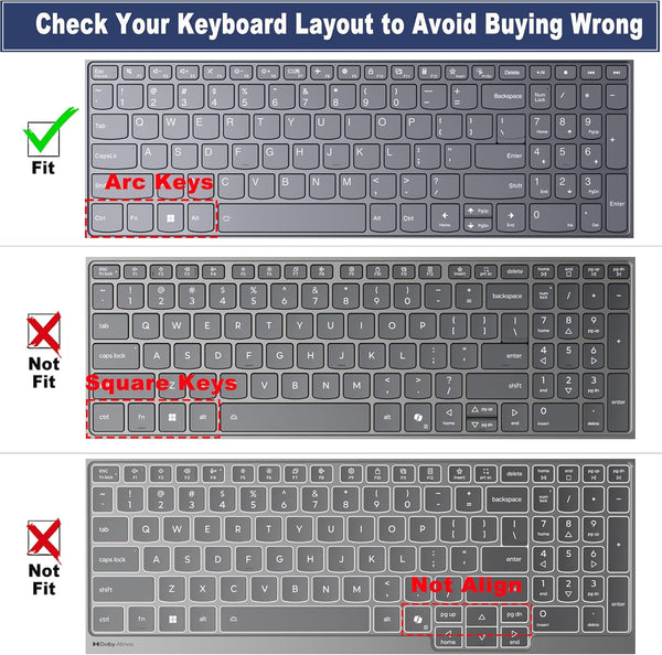 Keyboard Cover for Lenovo Yoga 7/Yoga 7I 15.6 16, 2025-2022 Ideapad 5/Ideapad 3/Ideapad 5I/Ideapad 3I/Ideapad 1 1I 15.6 17.3, Flex 5 15.6,