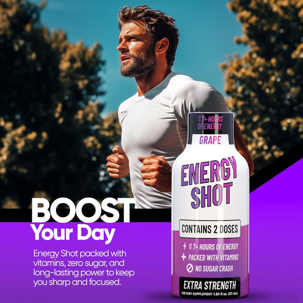 Grade a Quality Daily Energy Shot Ã¢ÂÂ Grape Ã¢ÂÂ 2 Servings Ã¢ÂÂ 260Mg Caffeine, B-Vitamins Ã¢ÂÂ Energy & Productivity Support Ã¢ÂÂ