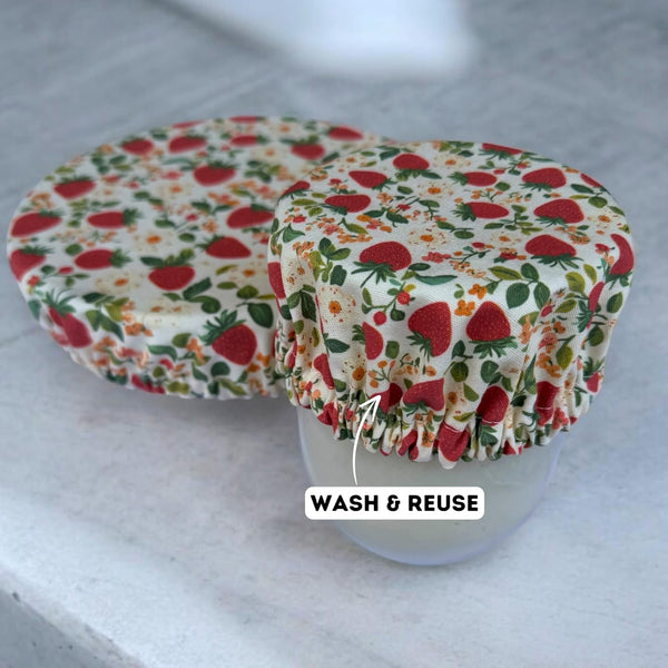 (4-Pack) Sourdough Reuseable Jar & Bowl Covers | Cute Baking Gift | 100% Cotton | Washable | Bread Proofing | Kitchen Food Storage Gifting |