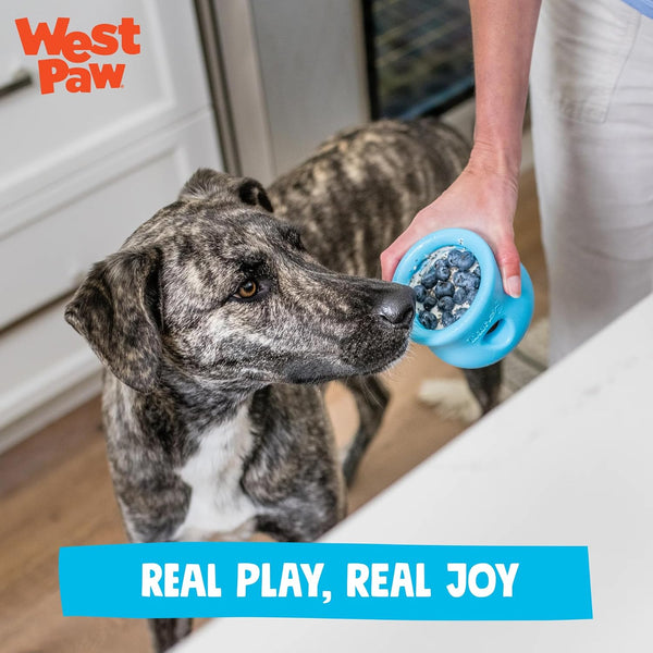 West Paw Zogoflex Toppl Interactive Treat Dispensing Dog Puzzle Play Toy, 100% Guaranteed Tough, It Floats!, Made in USA, Small, Granny Smith