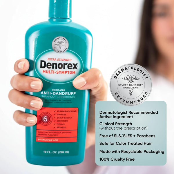 Denorex Extra Strength Dandruff Shampoo and Conditioner, 10 Oz | 3% Salicylic Acid | Relieves 6 Symptoms Caused by Dandruff, Seborrheic Dermatitis
