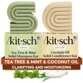 Kitsch Tea Tree Solid Shampoo & Coconut Oil Conditioner Bar, Shampoo and Conditioner Set for Clarifying Grease & Deep Moisturizing, Natural