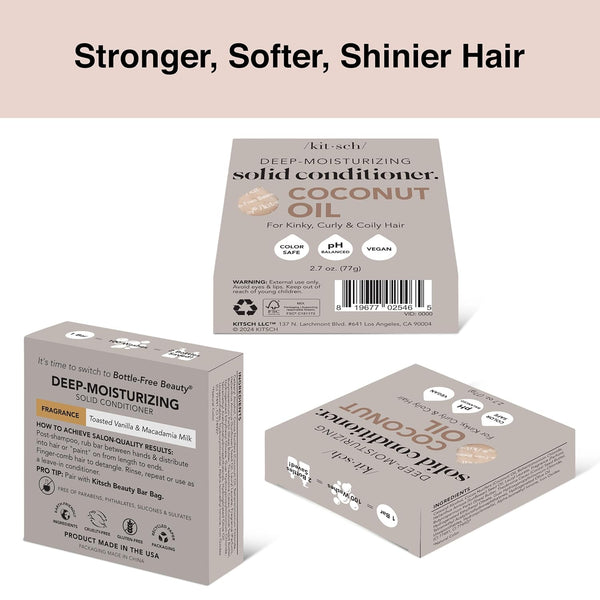 Kitsch Tea Tree Solid Shampoo & Coconut Oil Conditioner Bar, Shampoo and Conditioner Set for Clarifying Grease & Deep Moisturizing, Natural