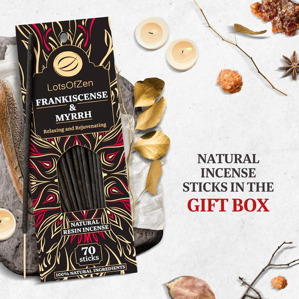 Frankincense and Myrrh Incense Sticks Smudge Kit (70 Pcs) Ã¢ÂÂ 1-Hour Burning Spiritual Incense Sticks for Bad Energy Cleansing Kit