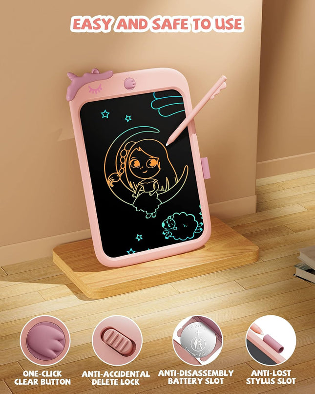 10 inch LCD Writing Tablet for Kids, Unicorn Toys Gifts for Girls Aged 3-5, Toddler Girl Kids Educational Travel Toy, Birthday Gift for 3 4 5 6 7