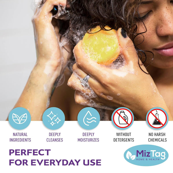 Miztag Home & Health Shampoo and Conditioner Bar Set - 5Pcs with Holder & Travel Tins - Vegan, Sulfate-Free, Paraben-Free - Great Mothers Day Gift
