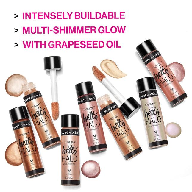 Wet N Wild Megaglo Hello Halo Liquid Highlighter Makeup, Shimmer, Glow Halograph