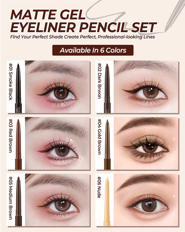 Black Eyeliner Pencil Retractable Gel Eye Liner Pencil Built in Sharpener Waterproof Smudge proof Waterline Eye Liner Pencils Smooth Creamy