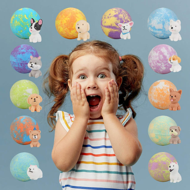 Bath Bombs for Kids with Toys inside for Girls Boys - 12 Set Surprise Bubble Bat