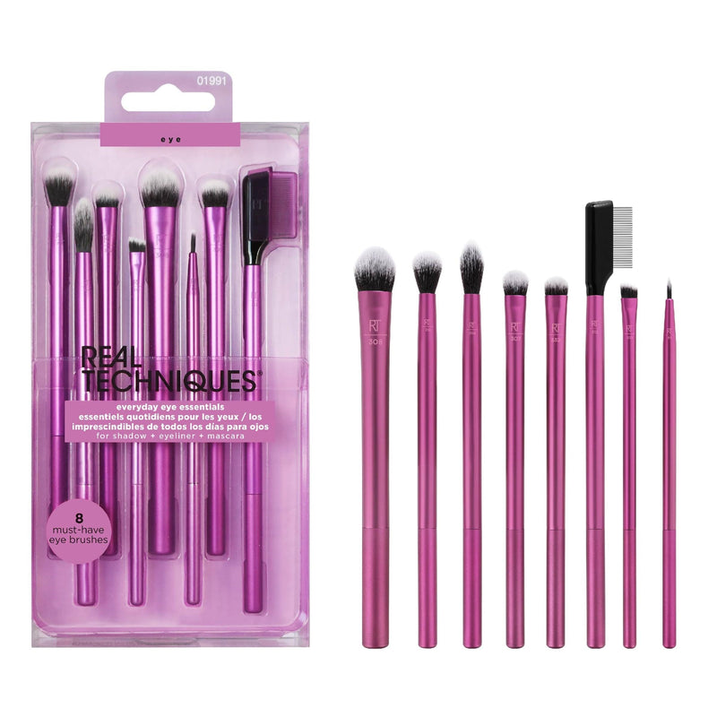 Real Techniques Everyday Eye Essentials, Eye Makeup Brushes, 8-Piece Set 8 Count (Pack of 1) Everyday Eye Essentials, 8PC