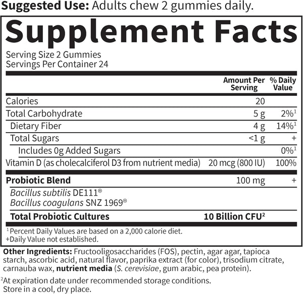 Garden of Life Dr Formulated 10 Billion CFU Prebiotic Fiber & Probiotic Gummies with Vitamin D3 for Digestive and Immune Health Ã¢ÂÂ Gluten