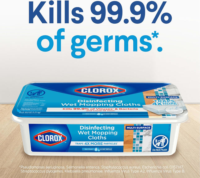 Clorox Disinfecting Wet Mop Pad, Disposable Mop Heads, Multi-Surface Floor Wipes