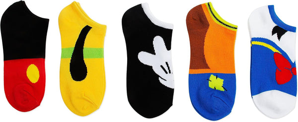 Disney Women's Mickey Mouse 5 Pack No Show Socks 9-11 Mickey Big Face